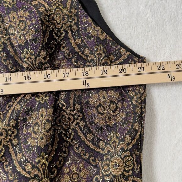 Nordstrom Jaime Arlo Sleeveless Mini Dress Womens Sz 22 Gold Purple Jacquared - Picture 11 of 12